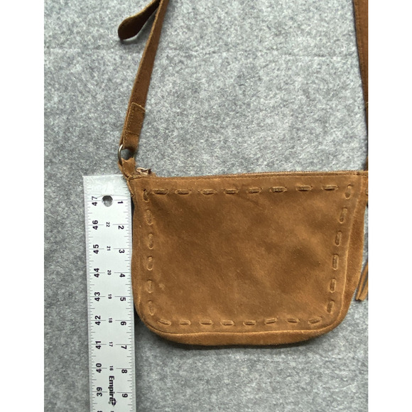 Minnetonka Crossbody Bag Womens Brown Suede Tassel Whipstitch Adjustable Purse - Picture 16 of 16
